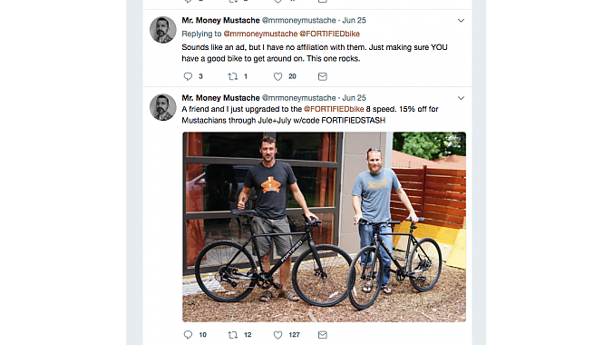 Mr. Money Mustache promoted Fortified on his Twitter account. Mr. Money Mustache promoted Fortified on his Twitter account.